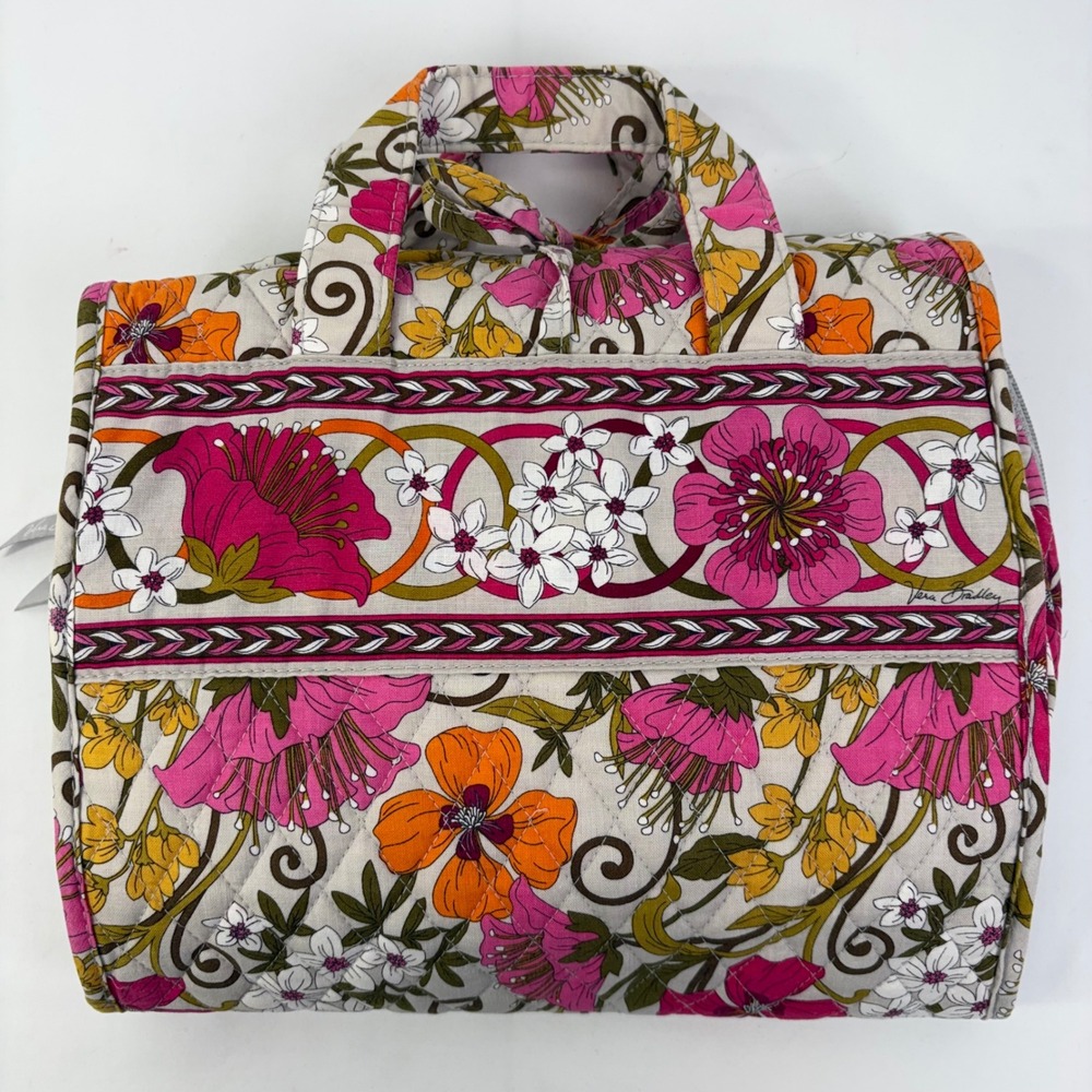Vera Bradley Quilted Hanging Travel Cosmetic Organizer Retired Tea Garden